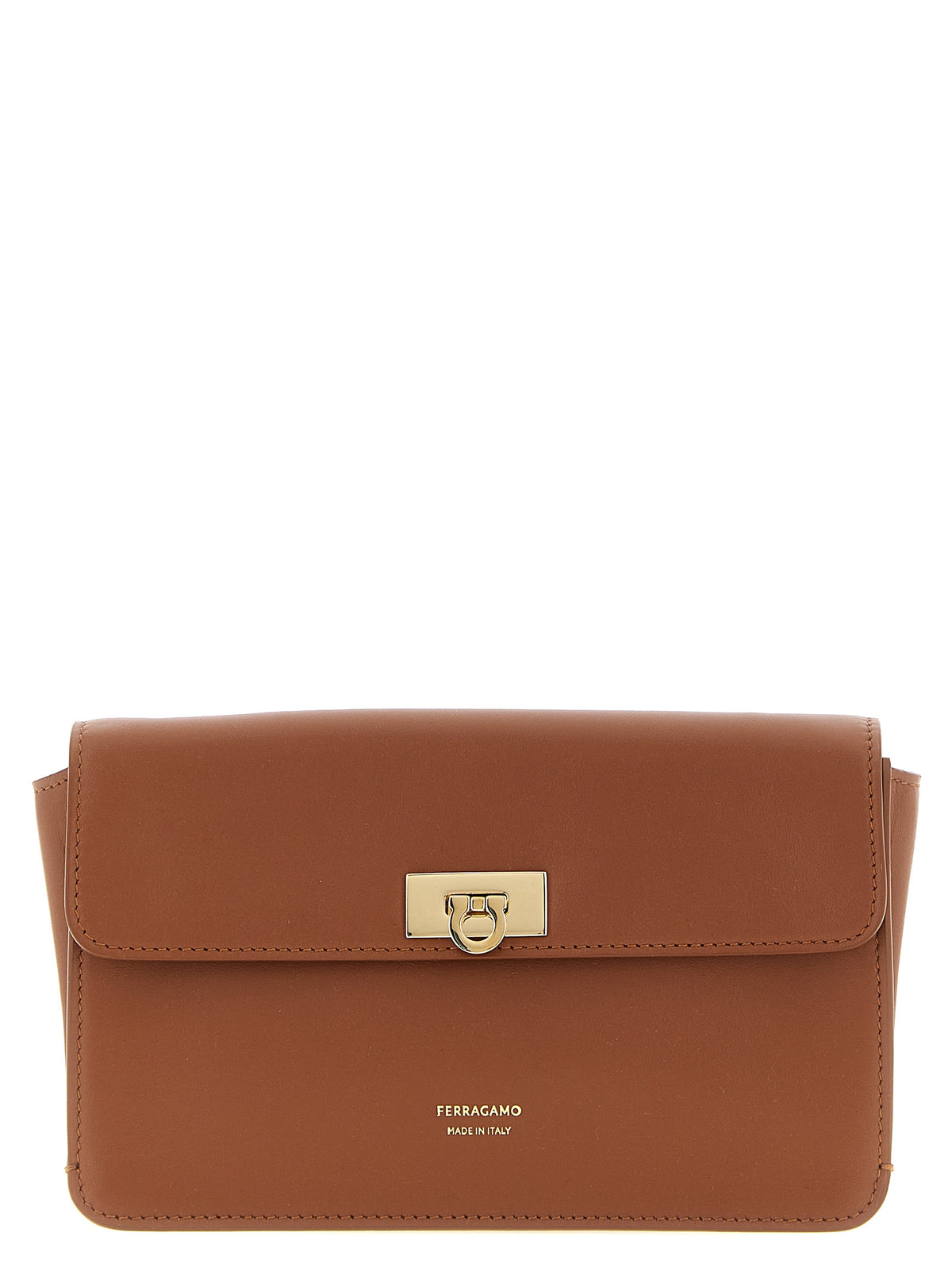 Ferragamo Clutch Bag aus braunem Kalbsleder