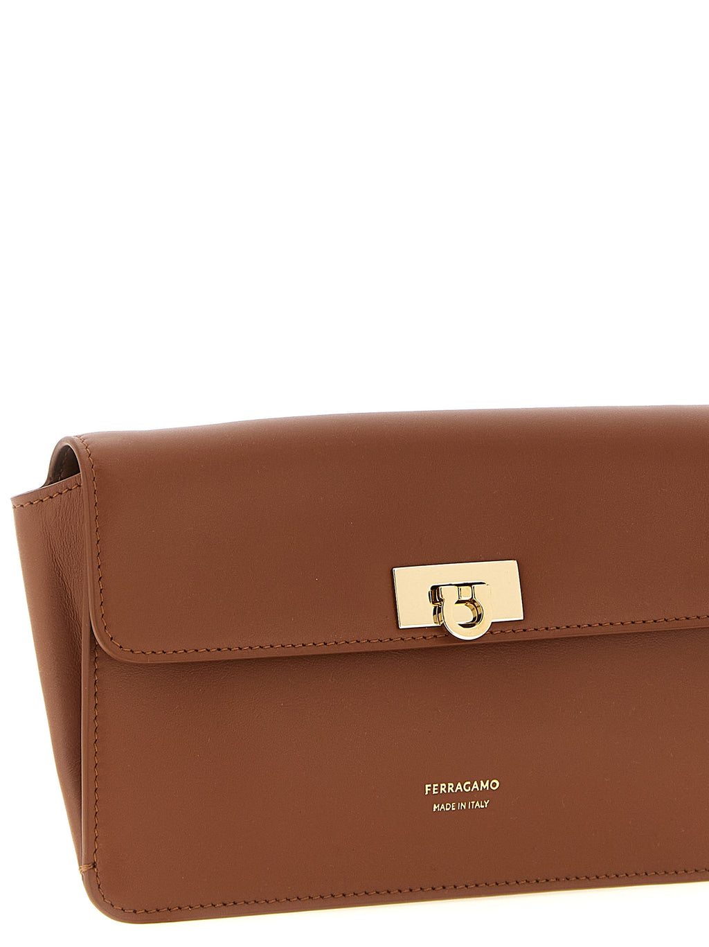Ferragamo Clutch Bag aus braunem Kalbsleder