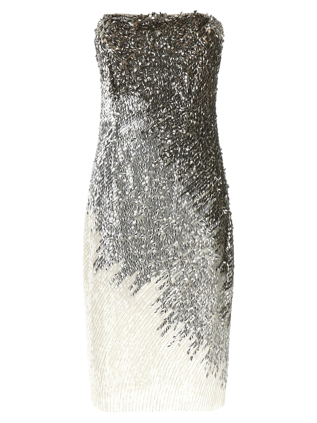 Elisabetta Franchi Silbernes Polyamid-Midikleid