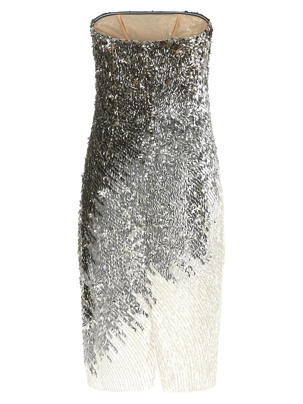Elisabetta Franchi Silbernes Polyamid-Midikleid