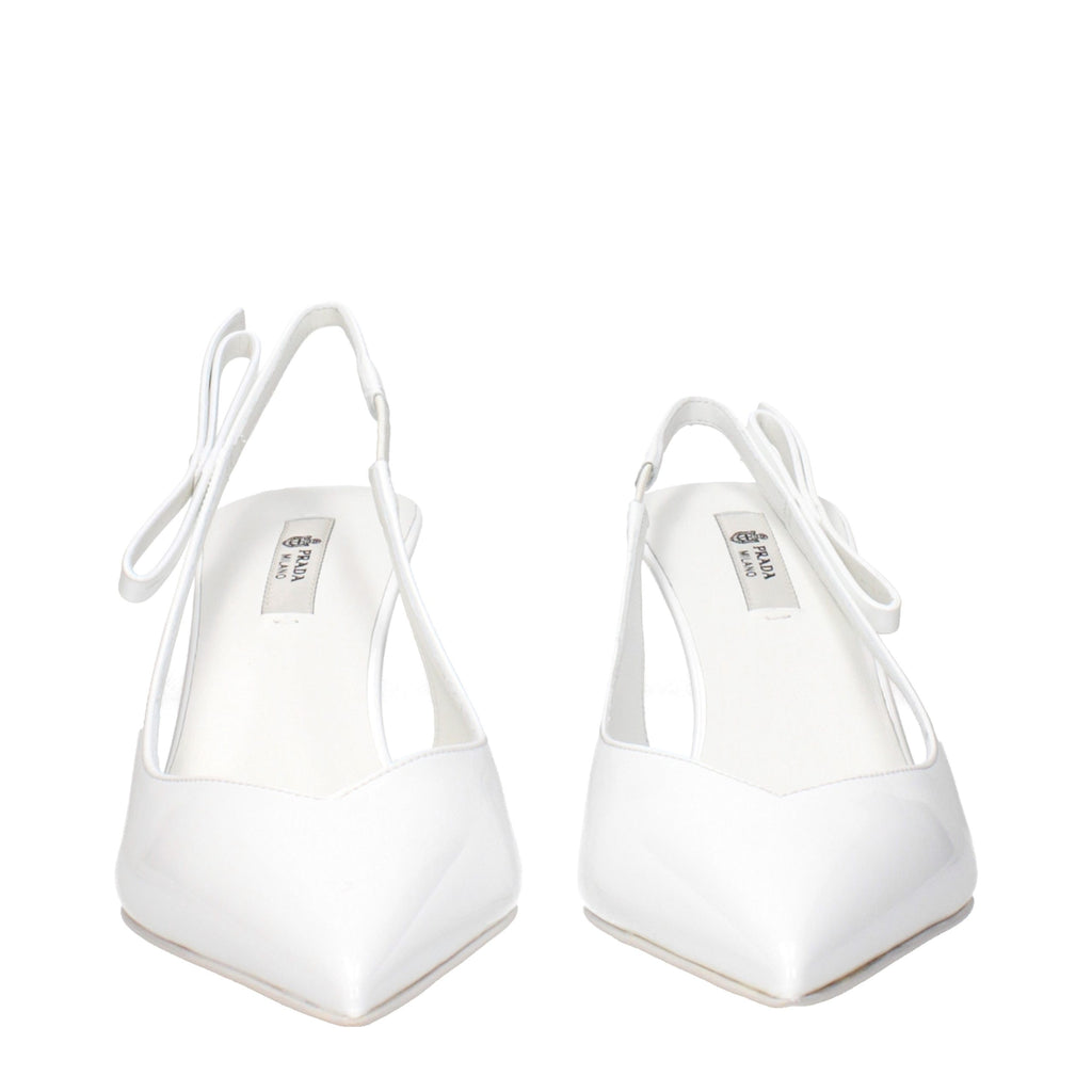 Prada Pumps aus weißem Leder mit hohem Absatz