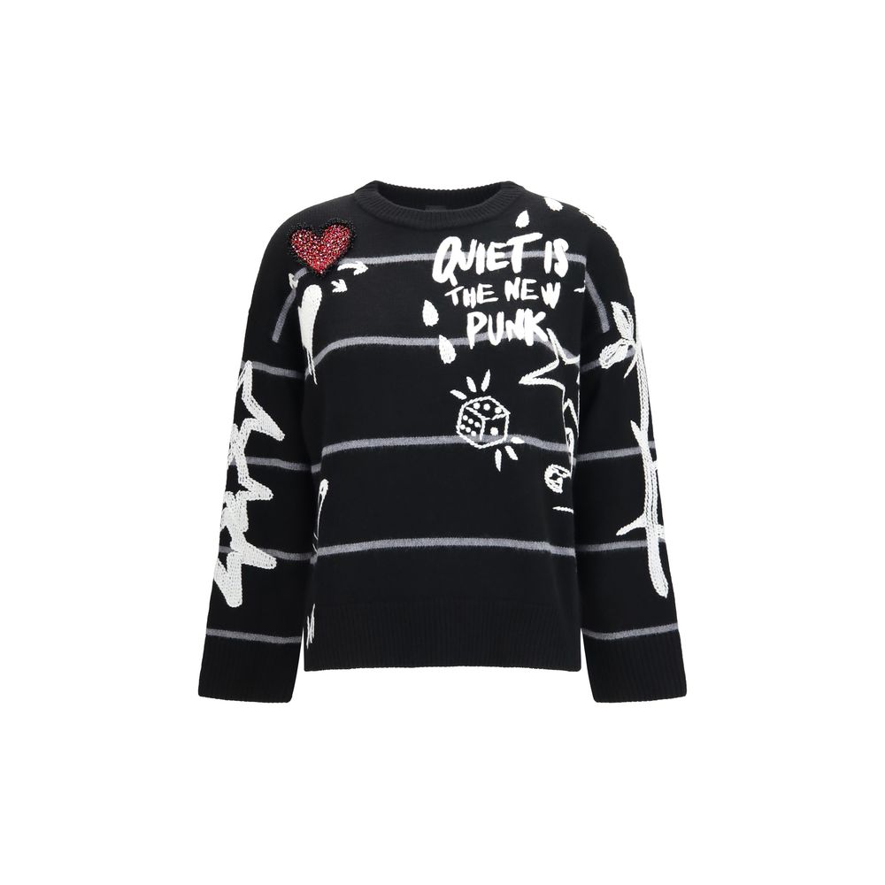 PINKO Schwarzes Woll-Sweatshirt Oves Aries
