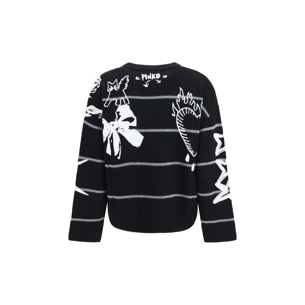 PINKO Schwarzes Woll-Sweatshirt Oves Aries