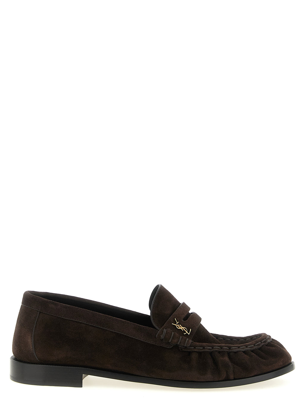 Saint Laurent Braune Kalbsleder Slipper Loafer