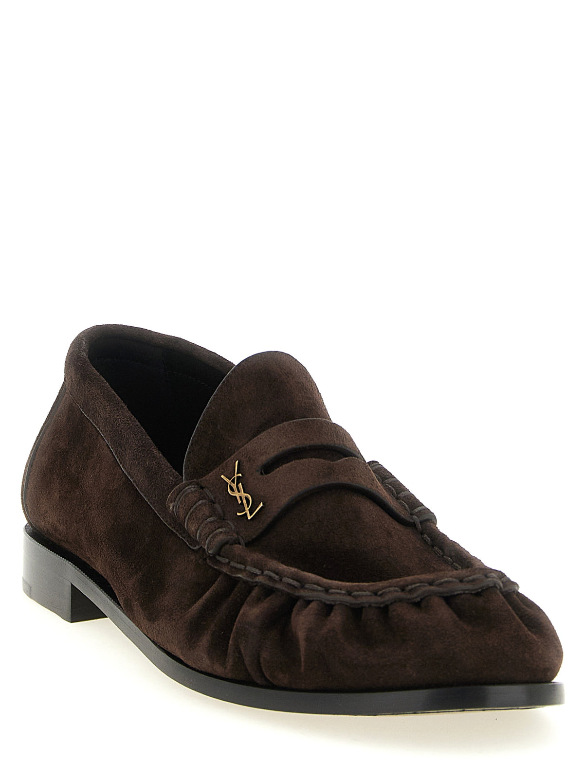 Saint Laurent Braune Kalbsleder Slipper Loafer