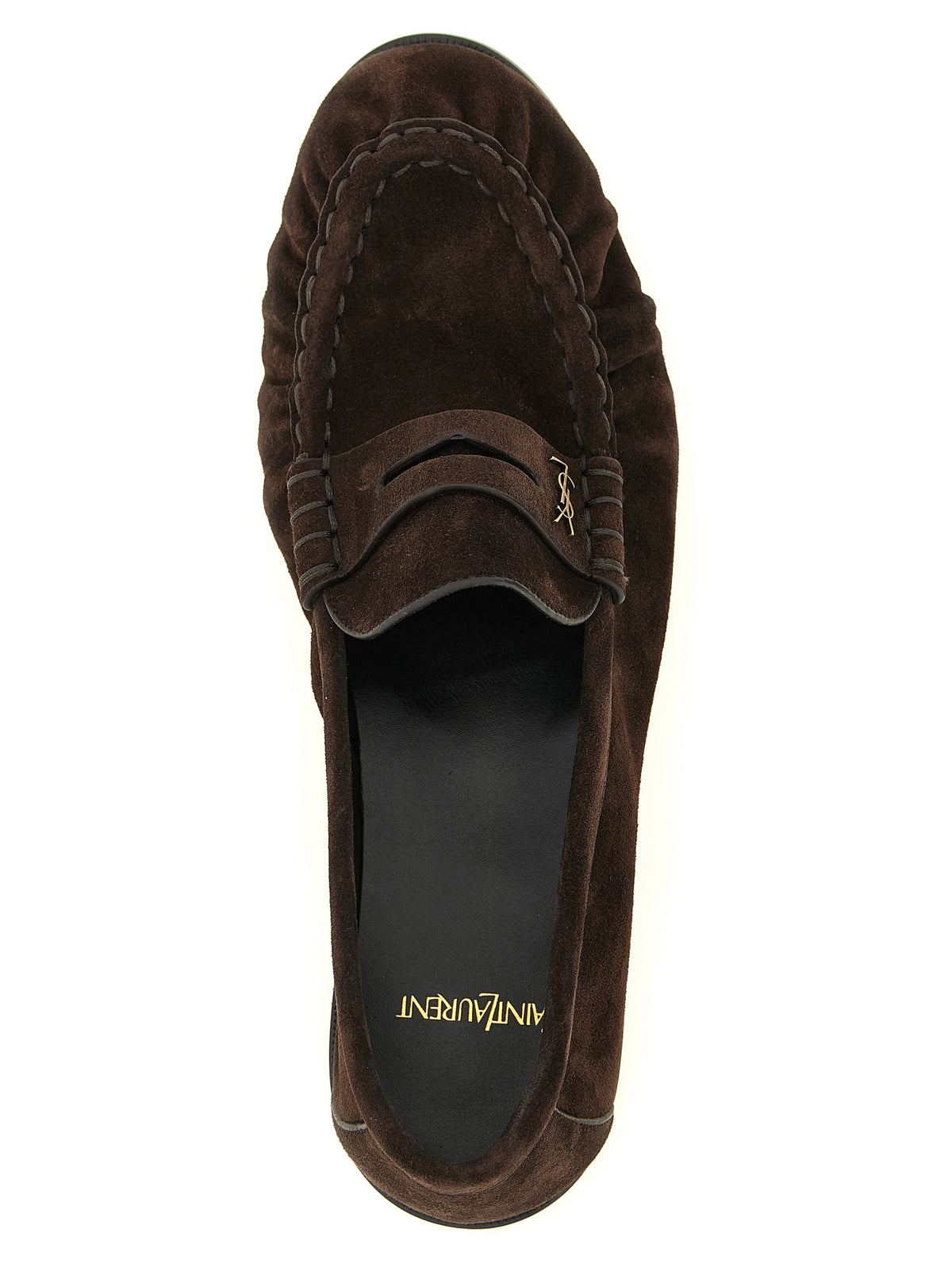Saint Laurent Braune Kalbsleder Slipper Loafer