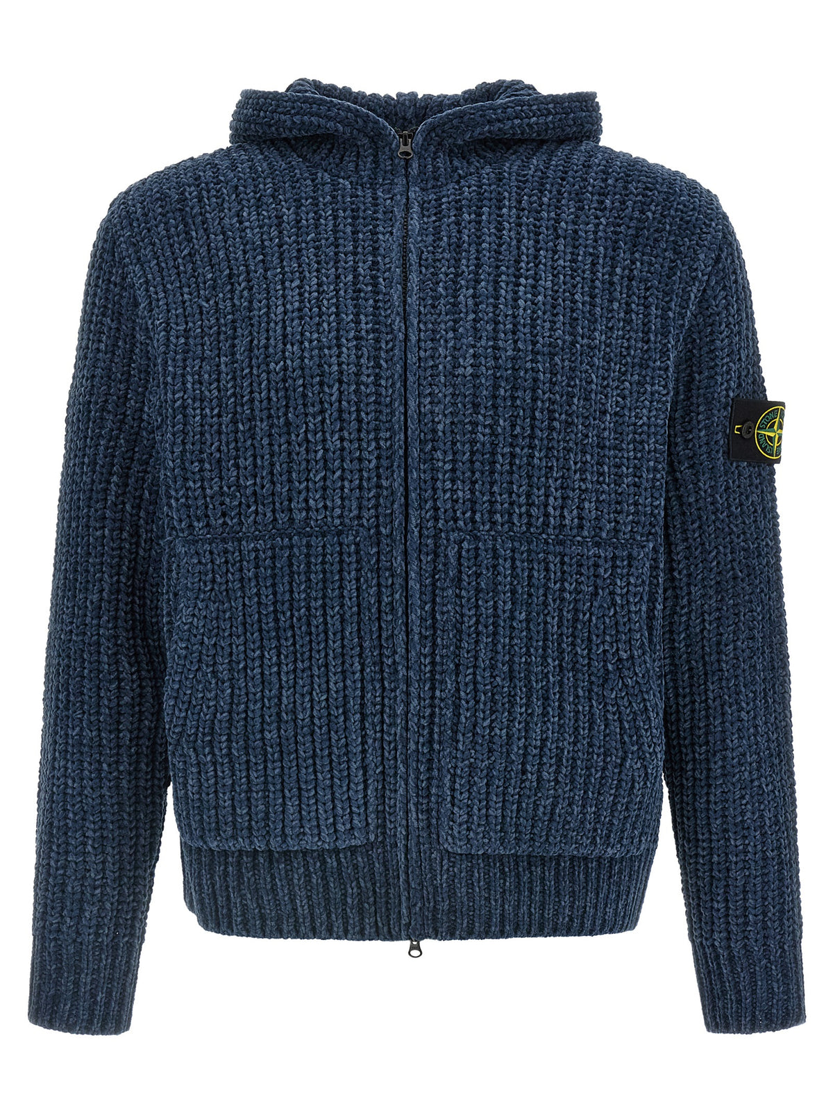 Stone Island Blaue Baumwollstrickjacke