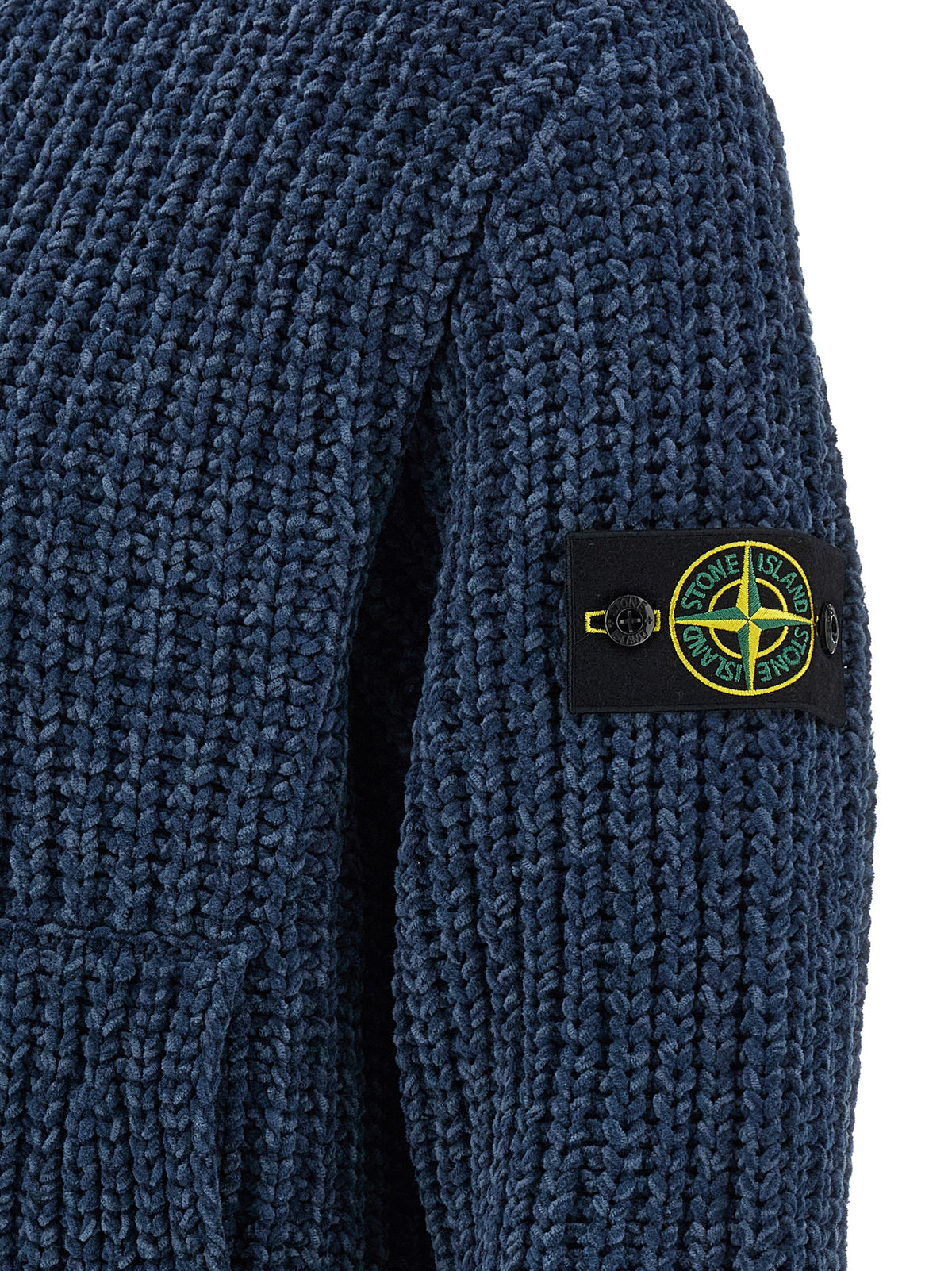 Stone Island Blaue Baumwollstrickjacke