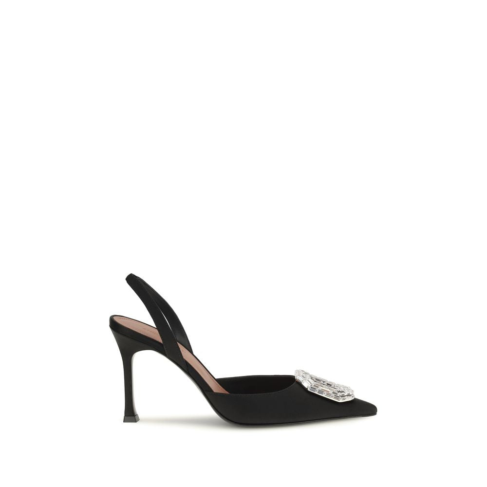 Amina Muaddi Schwarze High-Heel-Pumps aus Satin