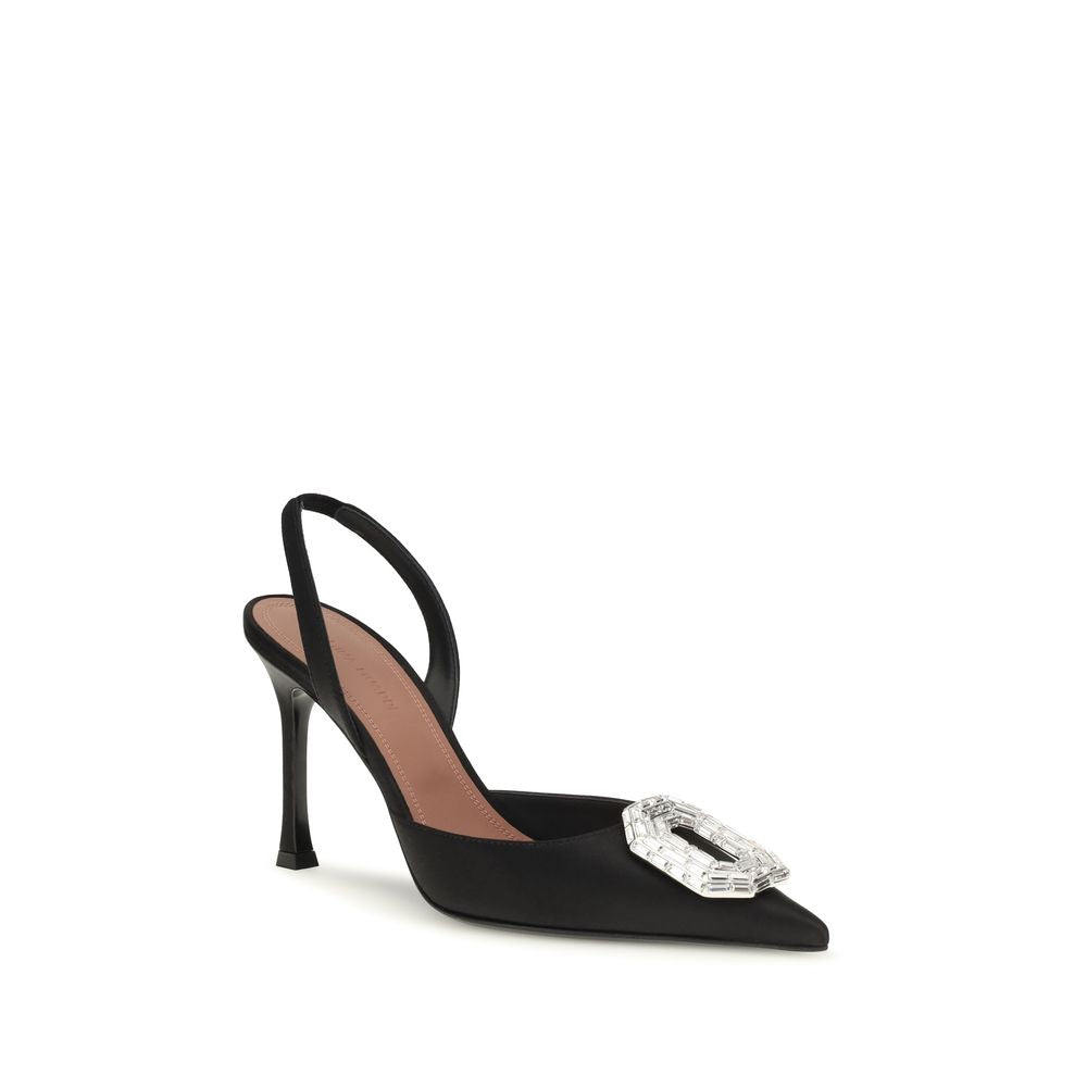 Amina Muaddi Schwarze High-Heel-Pumps aus Satin
