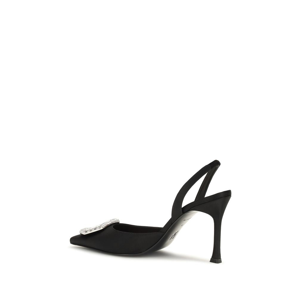 Amina Muaddi Schwarze High-Heel-Pumps aus Satin