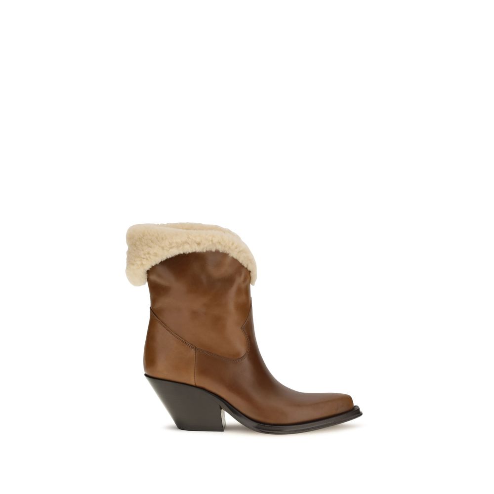 Chloé Ankle Boots aus braunem Kalbsleder Bos Taurus