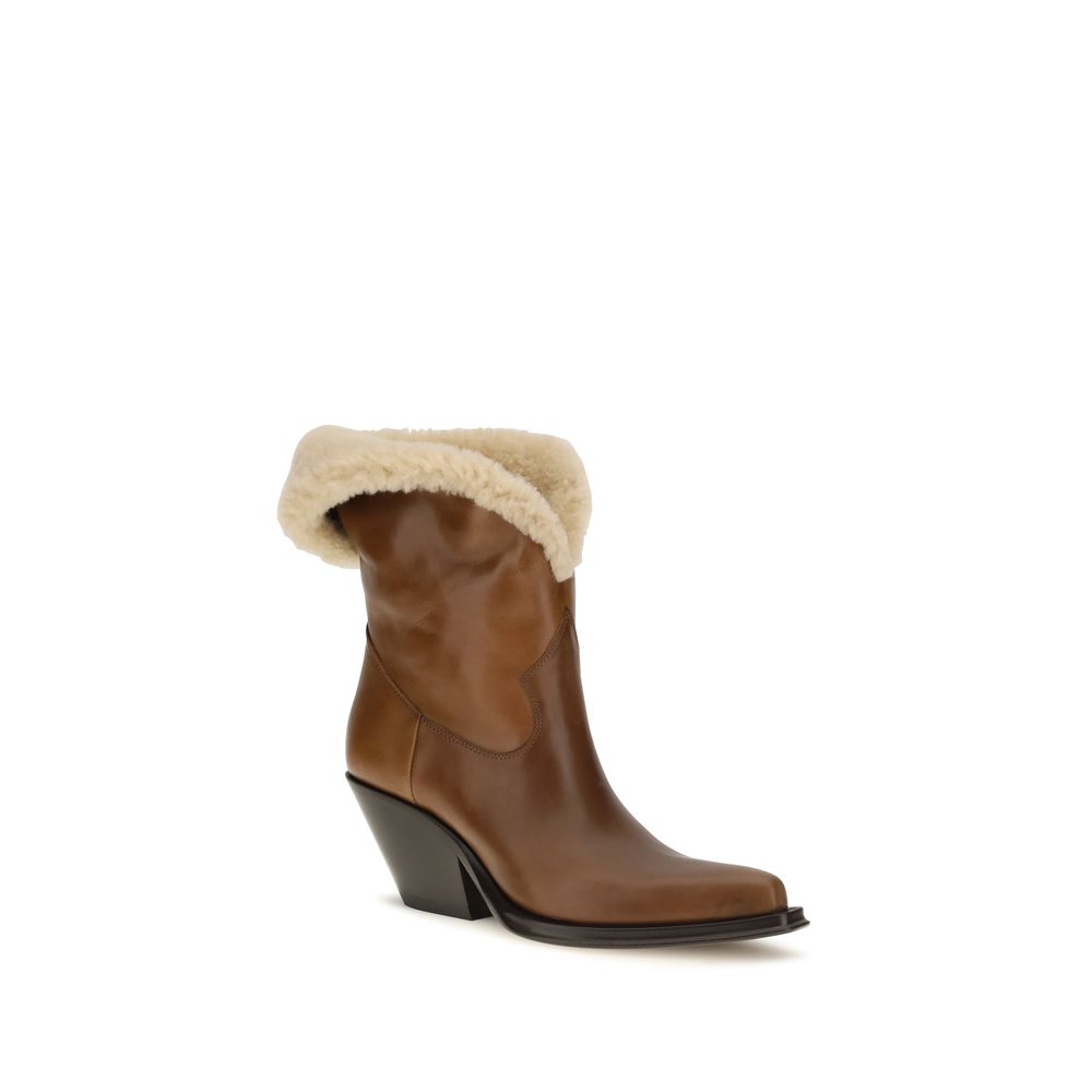 Chloé Ankle Boots aus braunem Kalbsleder Bos Taurus