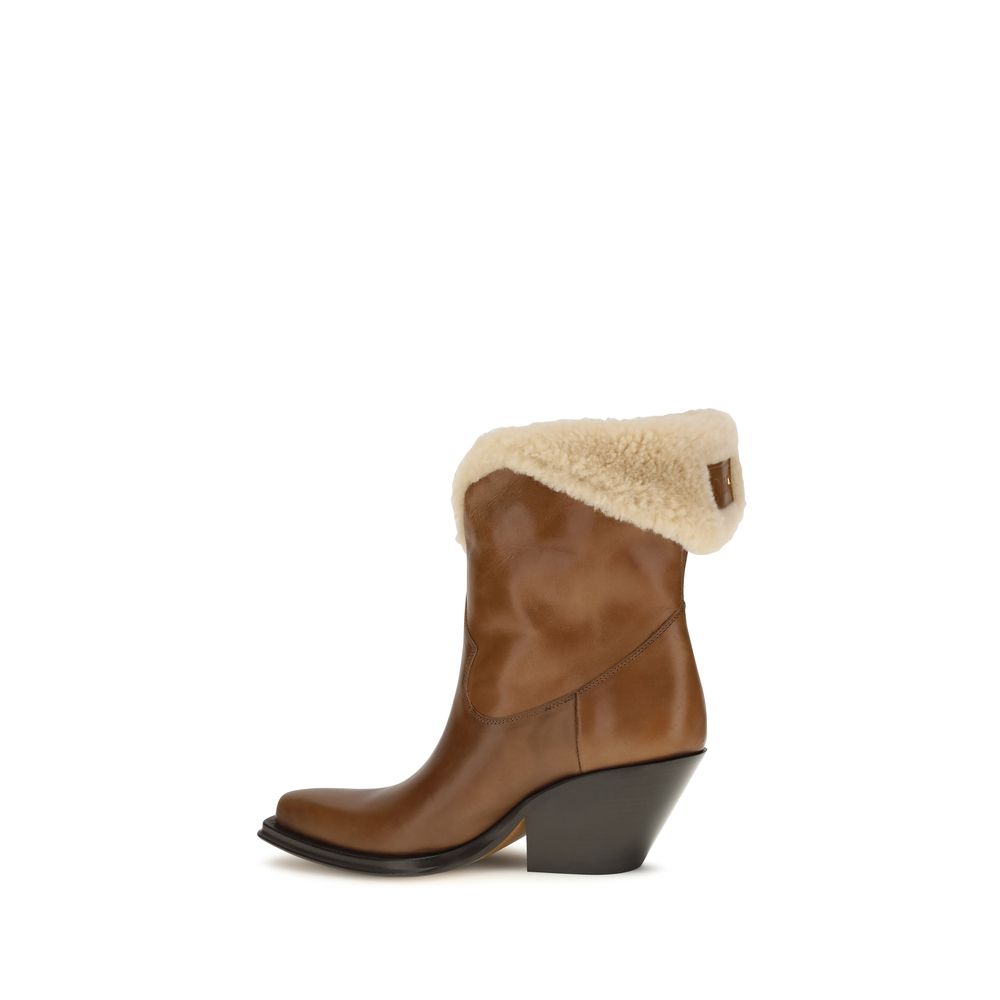 Chloé Ankle Boots aus braunem Kalbsleder Bos Taurus