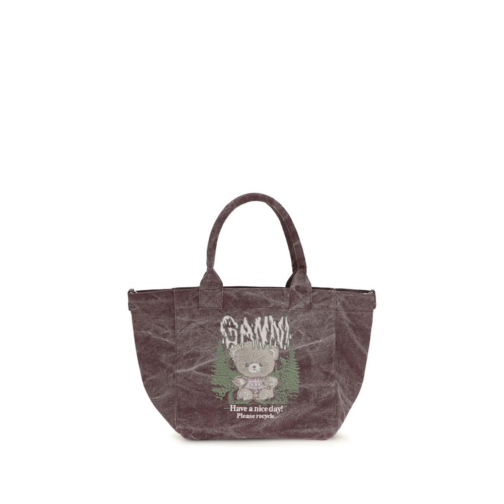 Ganni Bordeaux Schultertasche aus Baumwolle