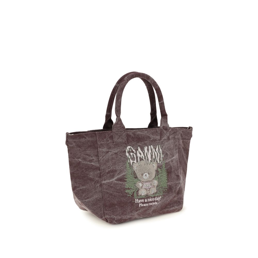Ganni Bordeaux Schultertasche aus Baumwolle