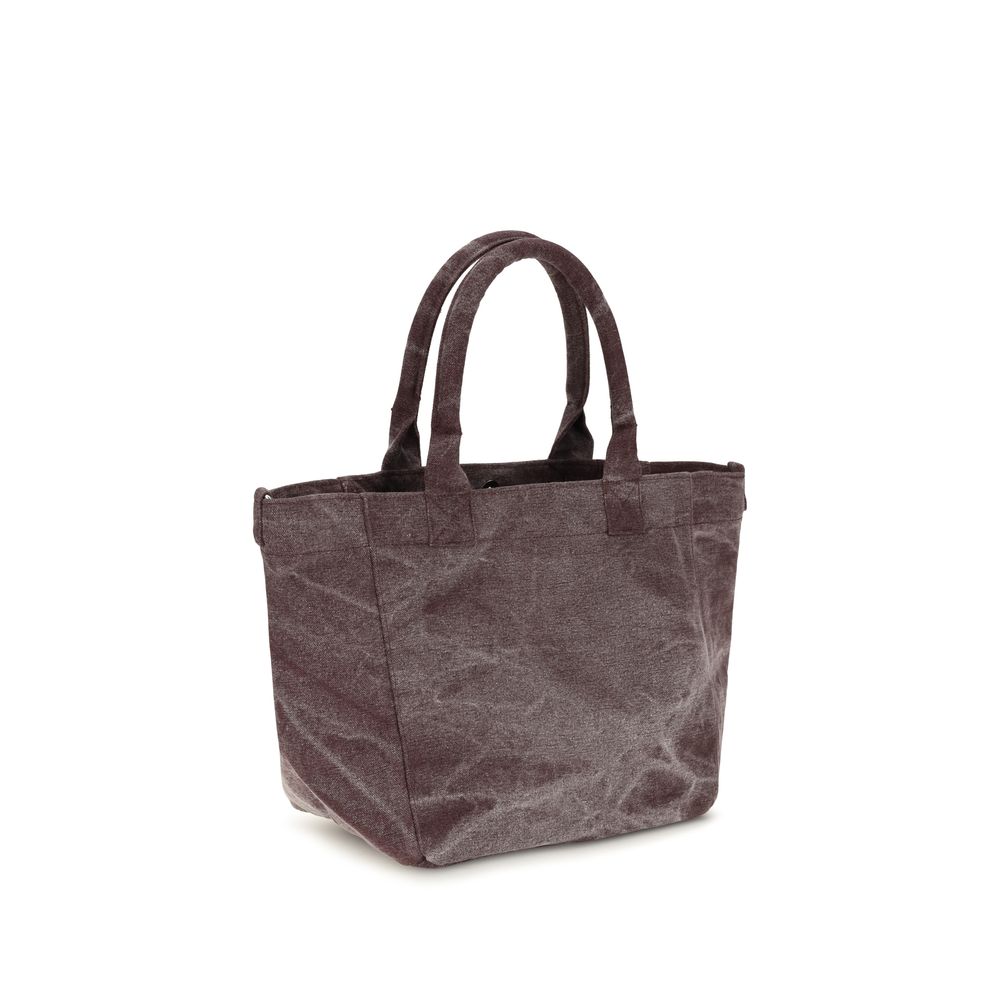 Ganni Bordeaux Schultertasche aus Baumwolle