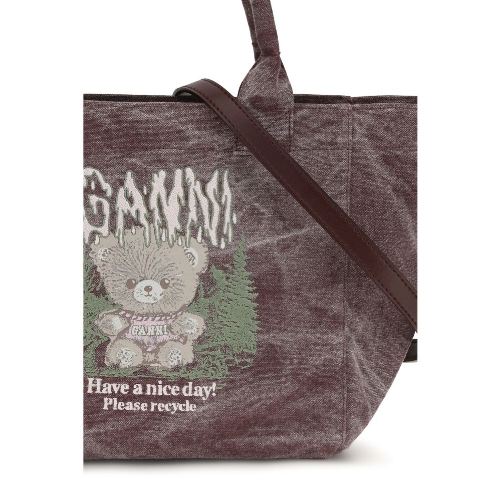 Ganni Bordeaux Schultertasche aus Baumwolle