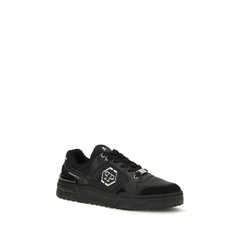 Philipp Plein Schwarze Polyester-Low-Top-Sneaker