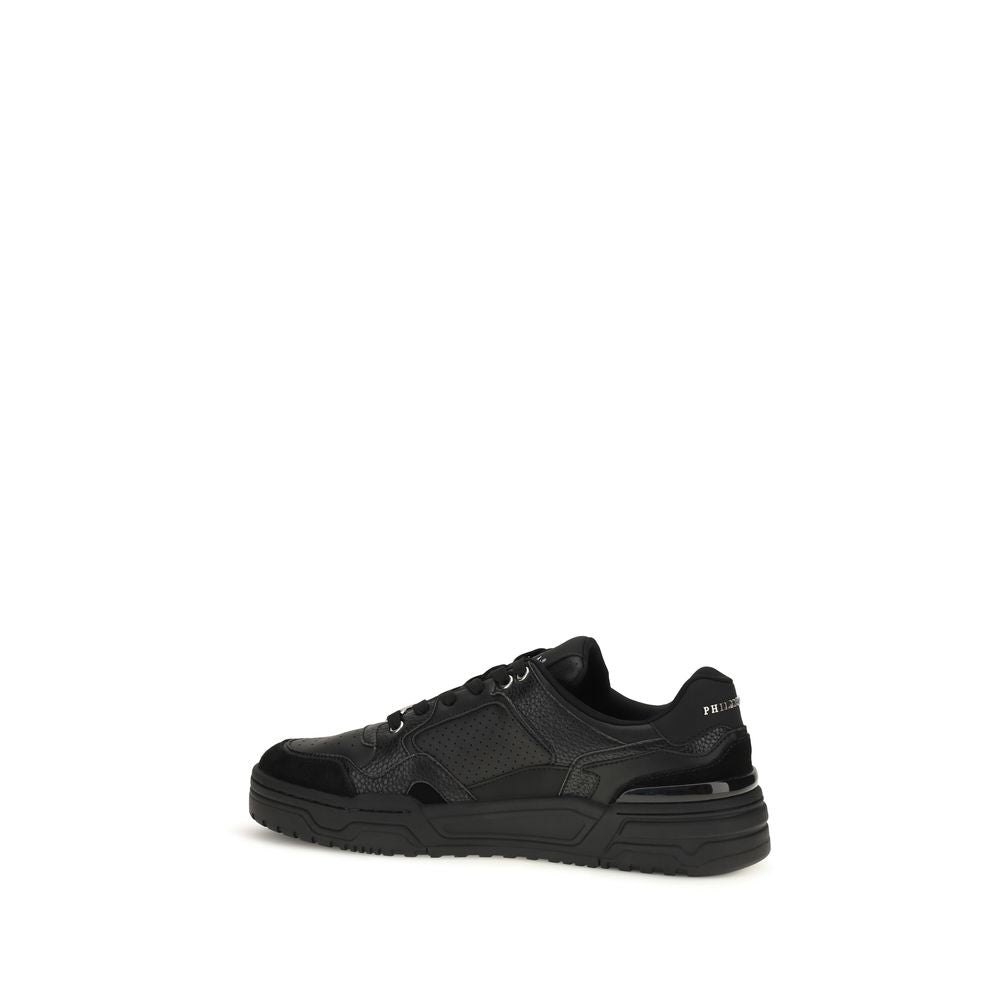 Philipp Plein Schwarze Polyester-Low-Top-Sneaker