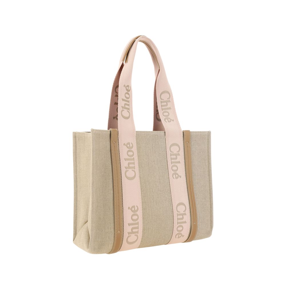 Chloé Schultertasche aus Leinen in Braun