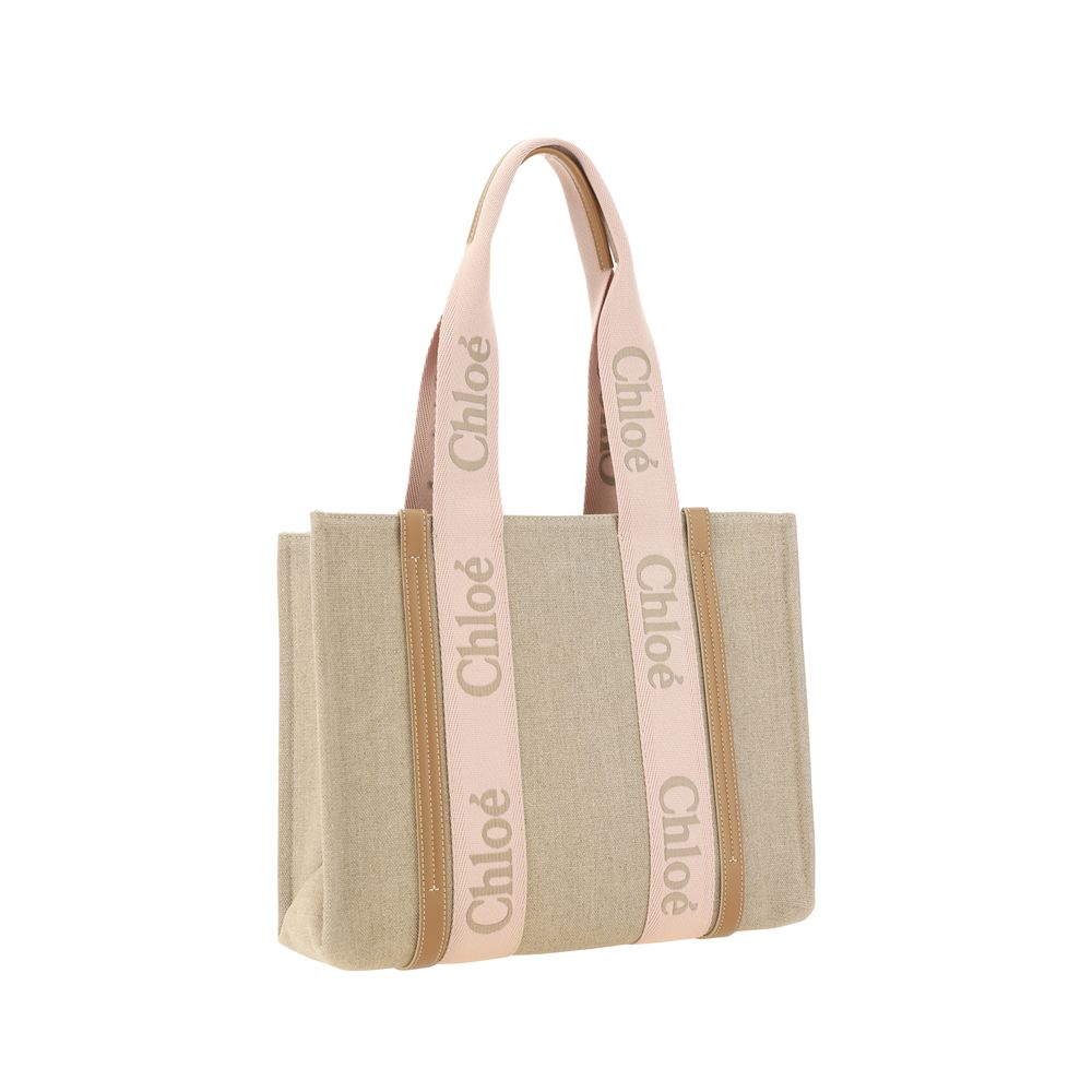 Chloé Schultertasche aus Leinen in Braun