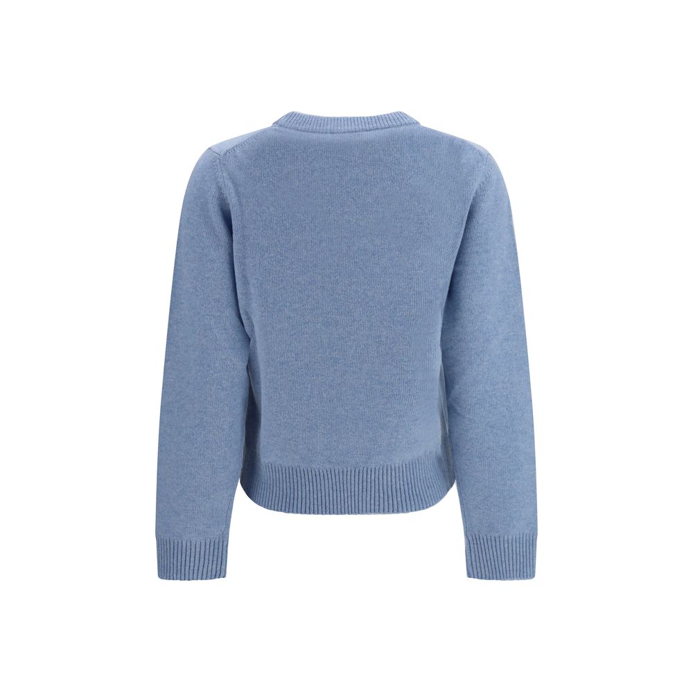 Ganni Blaues Woll-Oversize-Sweatshirt mit Widder-Motiv