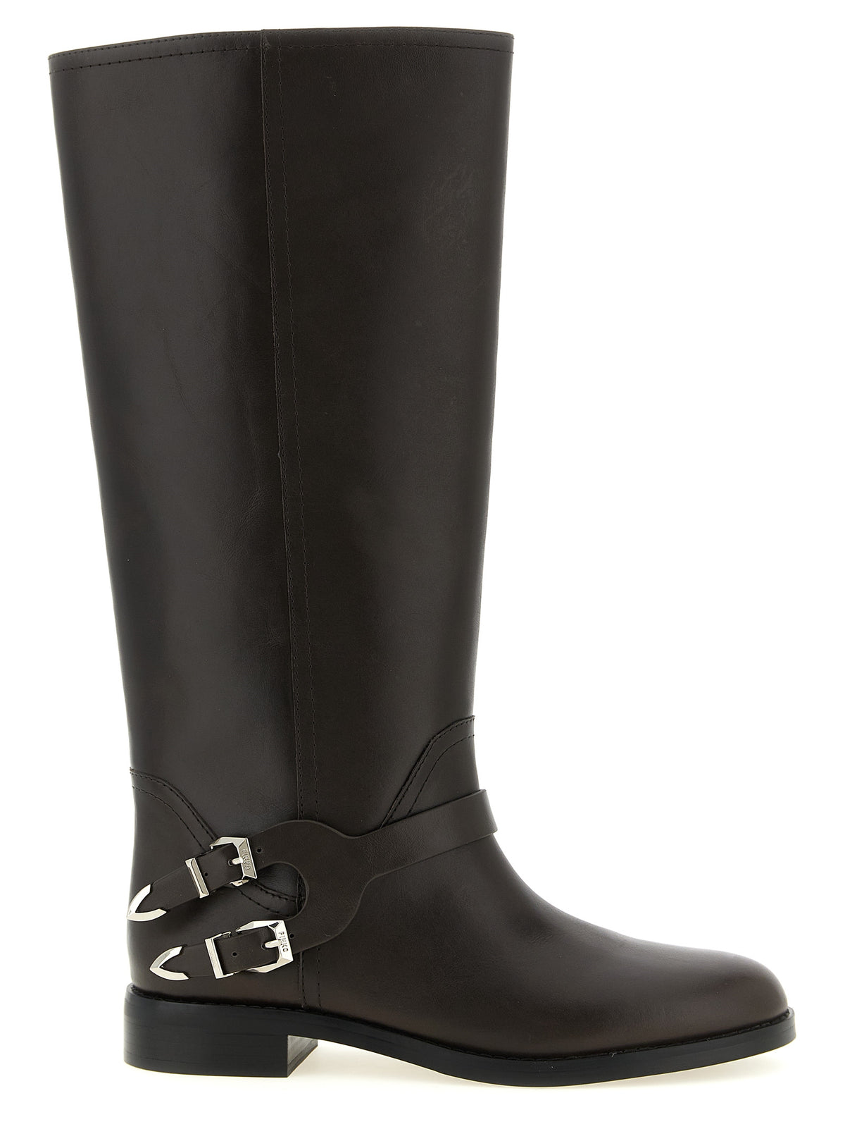 PINKO Schwarzes Rindsleder Overknee