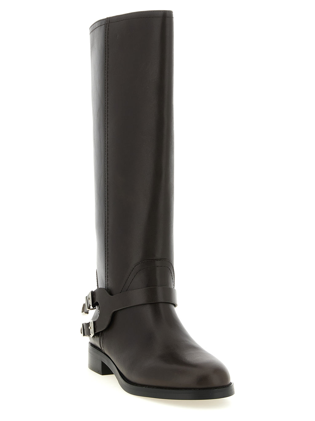 PINKO Schwarzes Rindsleder Overknee