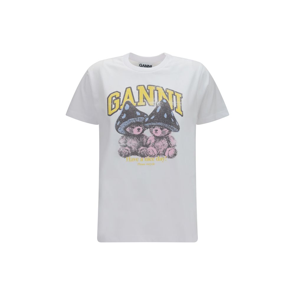 Ganni Weißes Baumwoll-T-Shirt