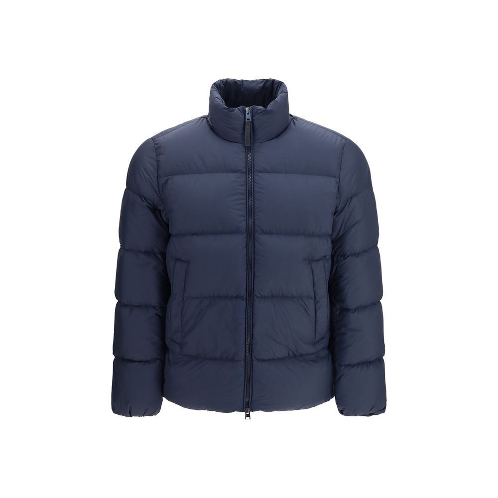 Woolrich Blaue Gänsedaunenjacke in voller Länge