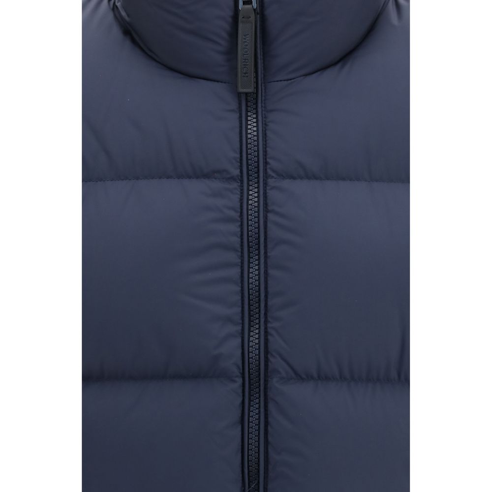 Woolrich Blaue Gänsedaunenjacke in voller Länge