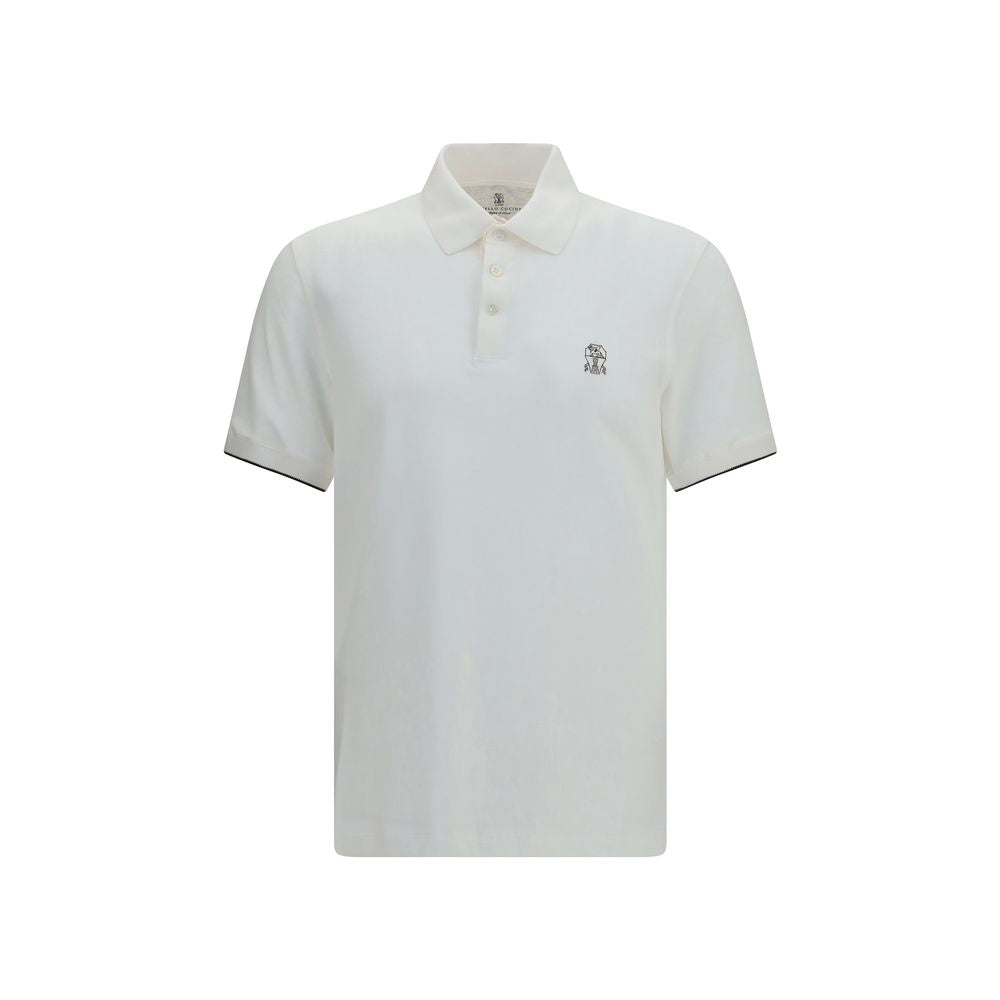 Brunello Cucinelli Weißes Baumwoll-Polohemd