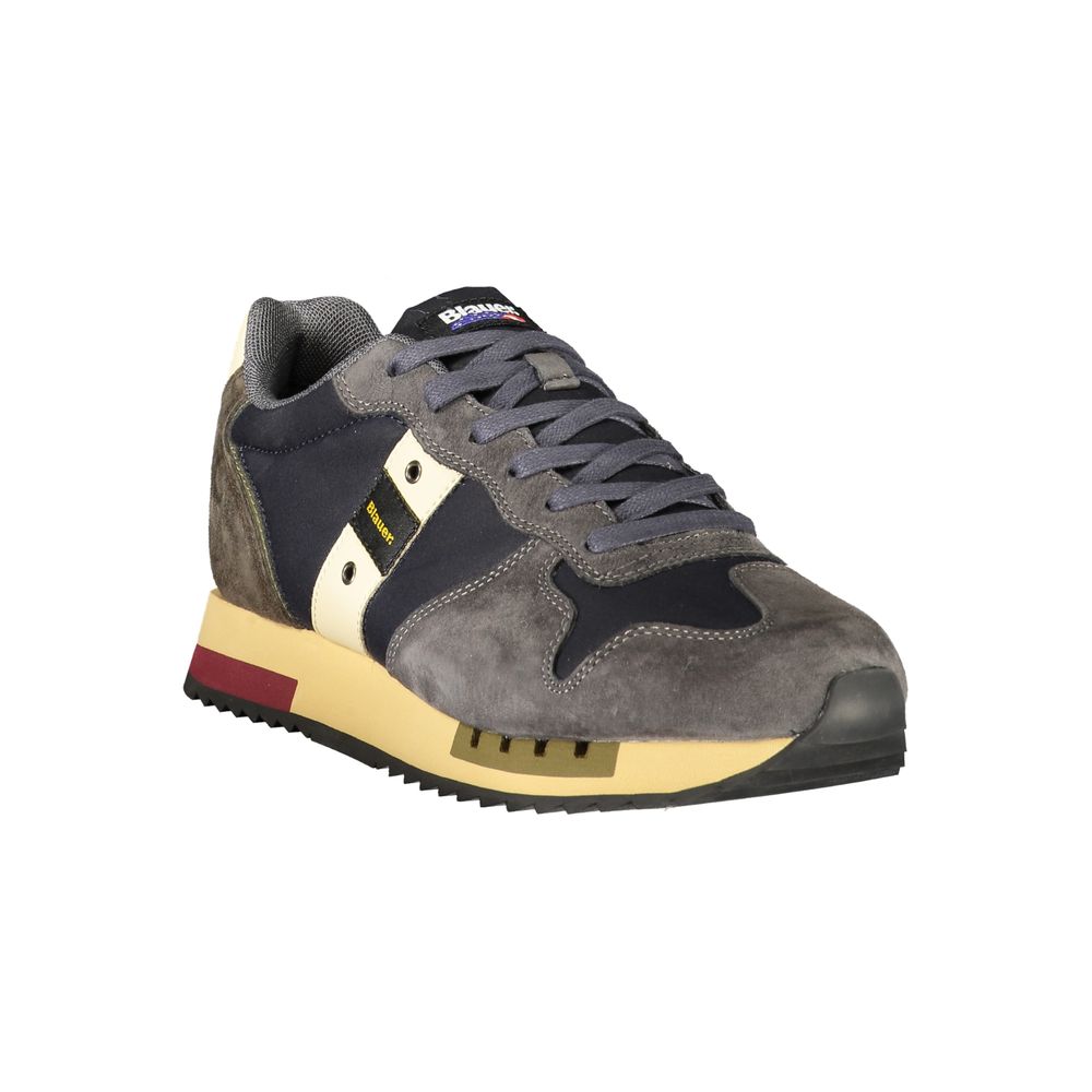 Blauer Blue Leather Herren Sneaker