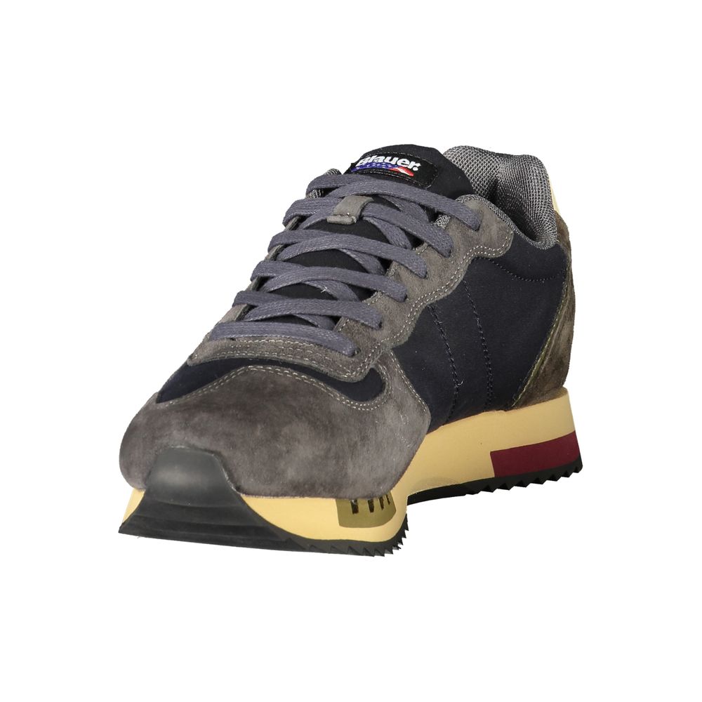 Blauer Blue Leather Herren Sneaker
