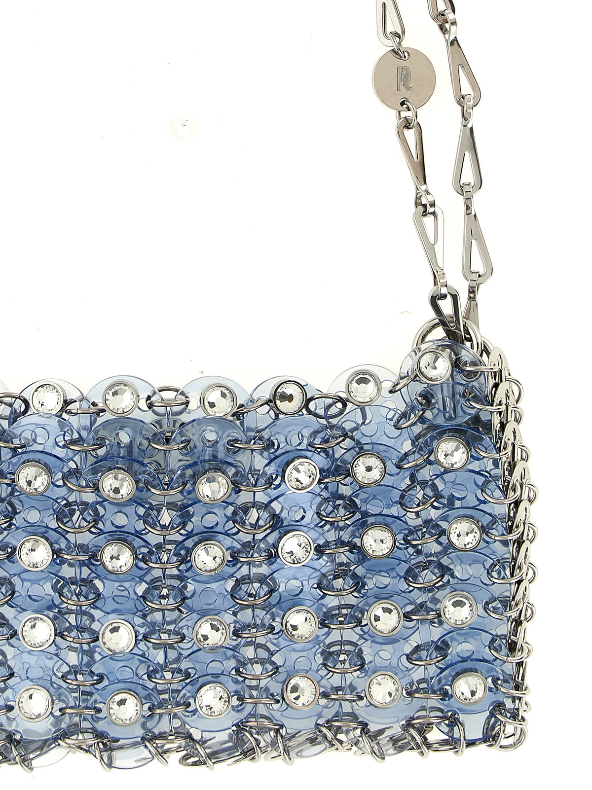 Paco Rabanne blaue Harz-Umhängetasche