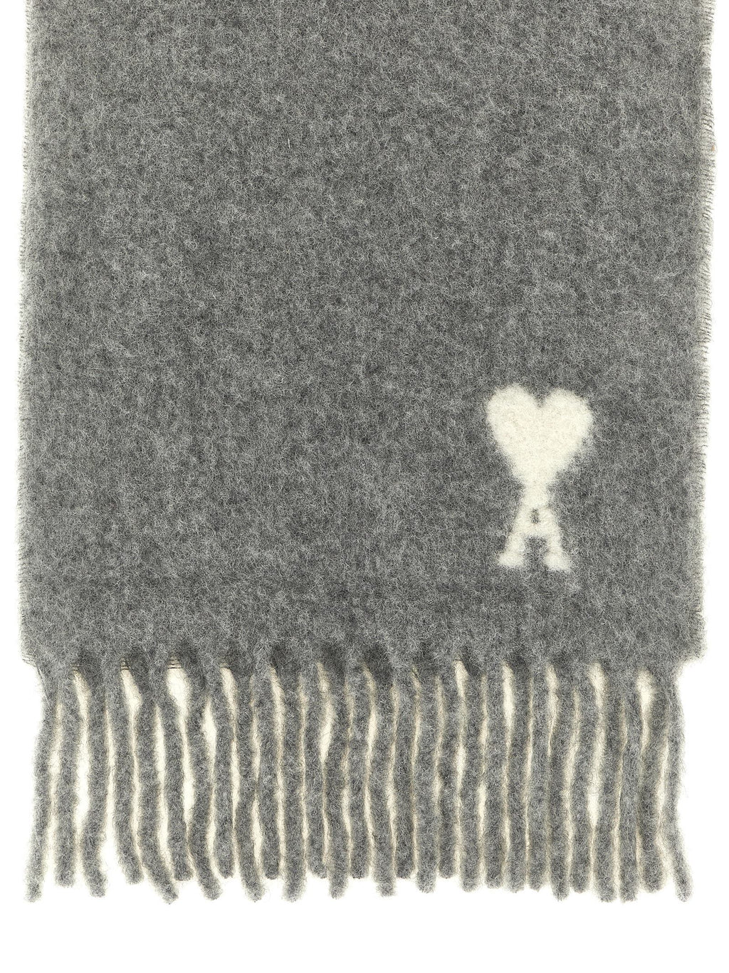 Ami Paris Grauer Alpaka-Leder-Foulard