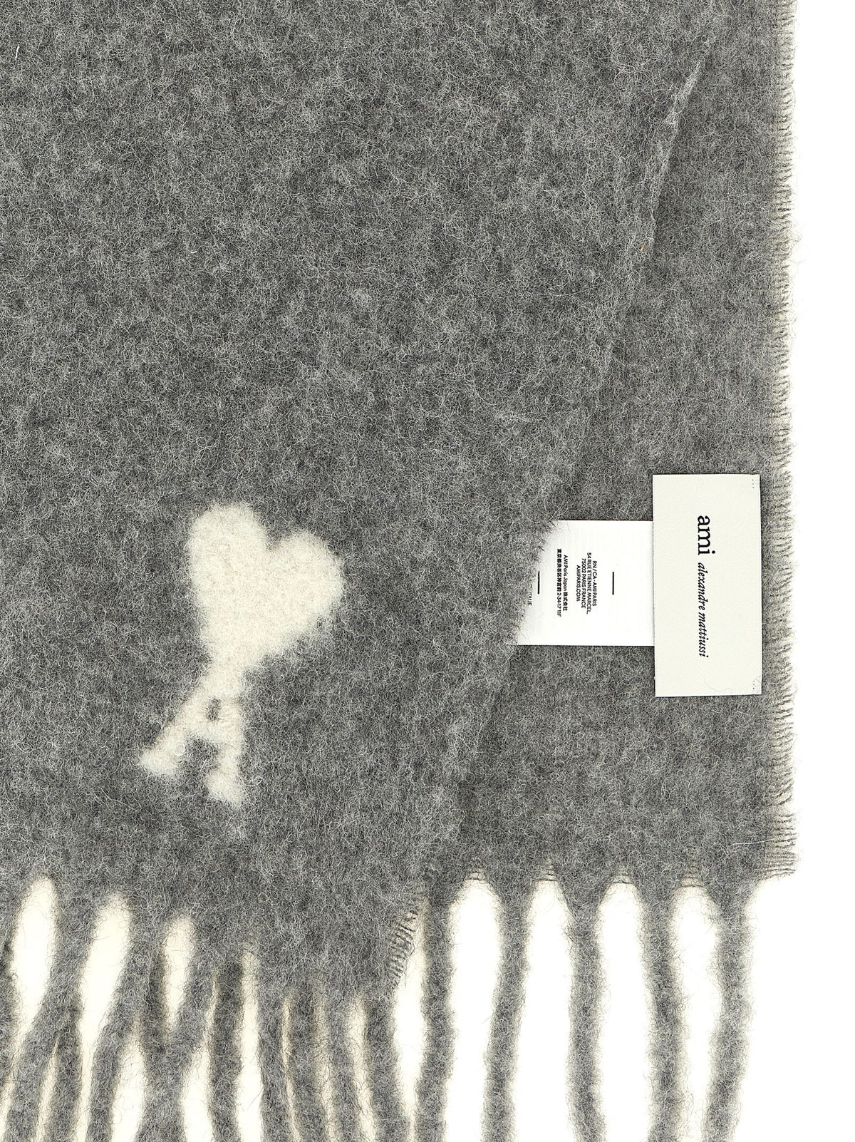 Ami Paris Grauer Alpaka-Leder-Foulard