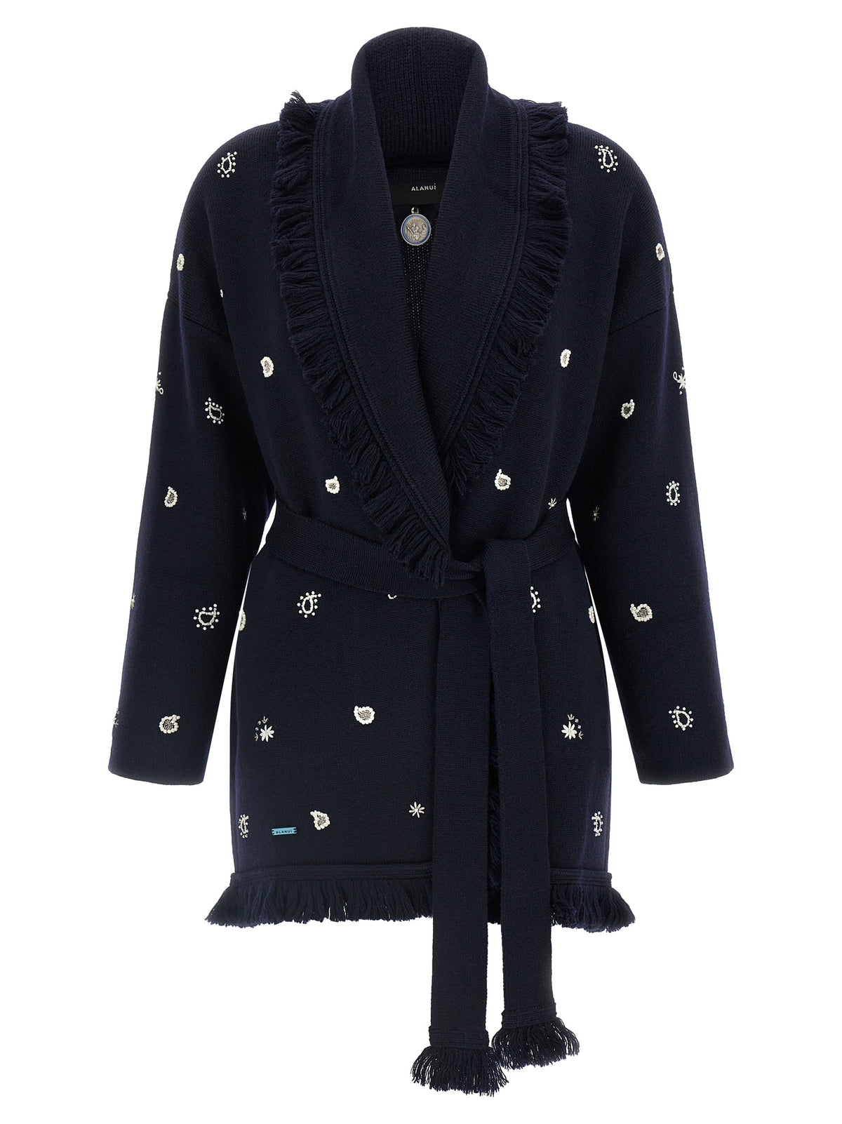 Alanui Cardigan aus blauer Schurwolle