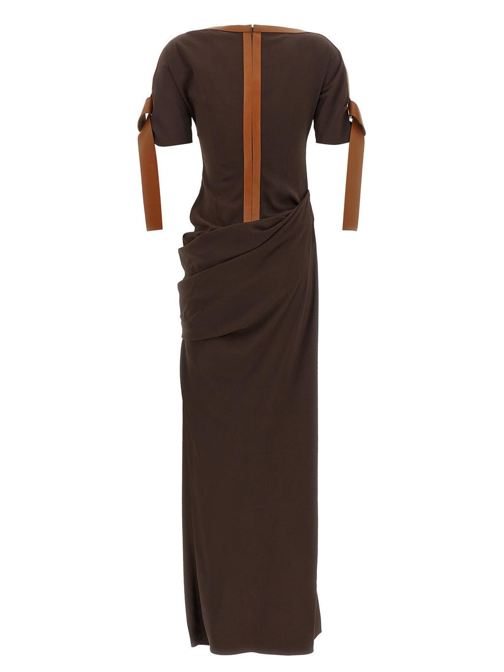 Ferragamo Braunes langes Viskosekleid