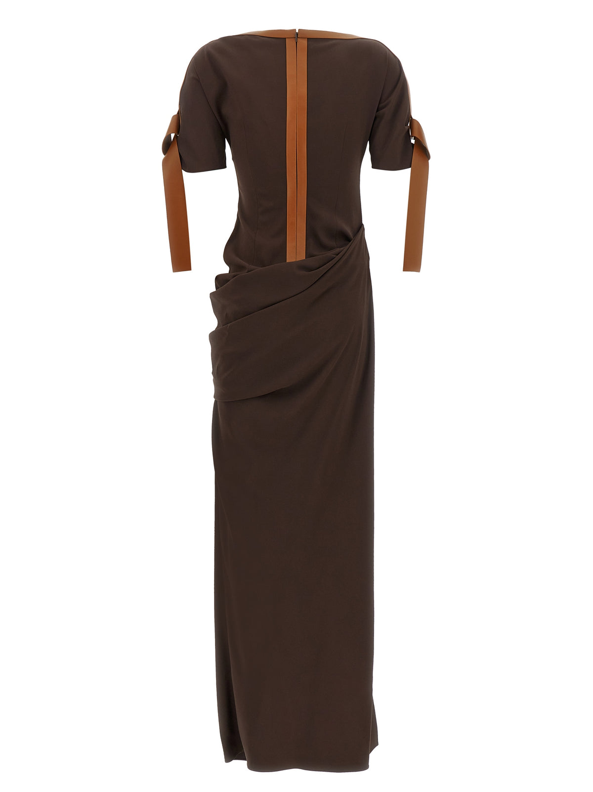 Ferragamo Braunes langes Viskosekleid