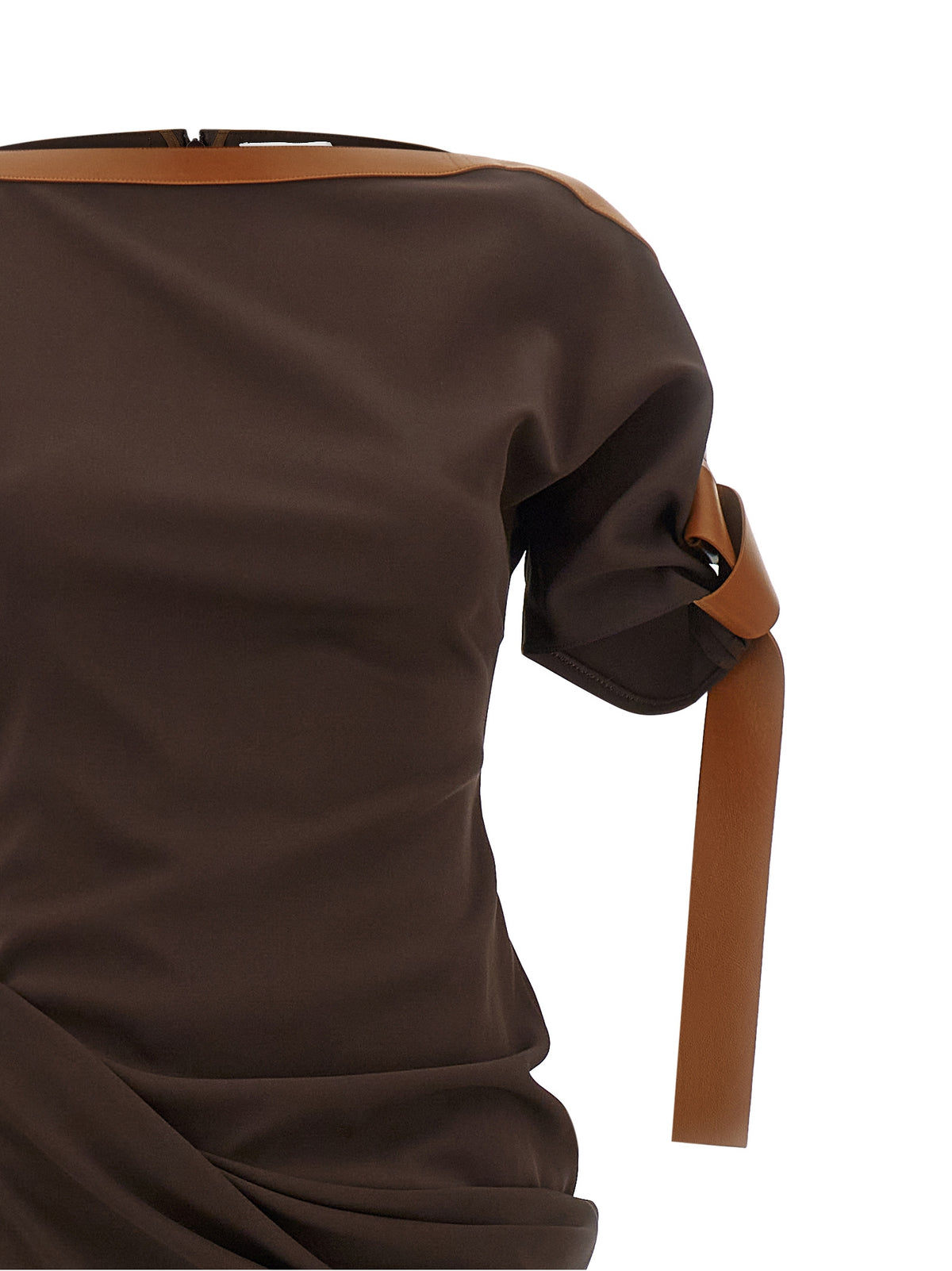 Ferragamo Braunes langes Viskosekleid