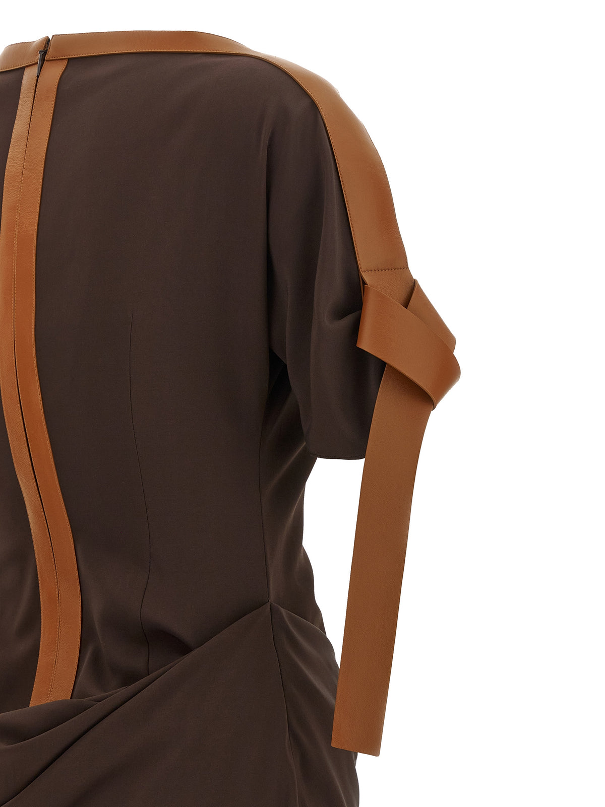 Ferragamo Braunes langes Viskosekleid