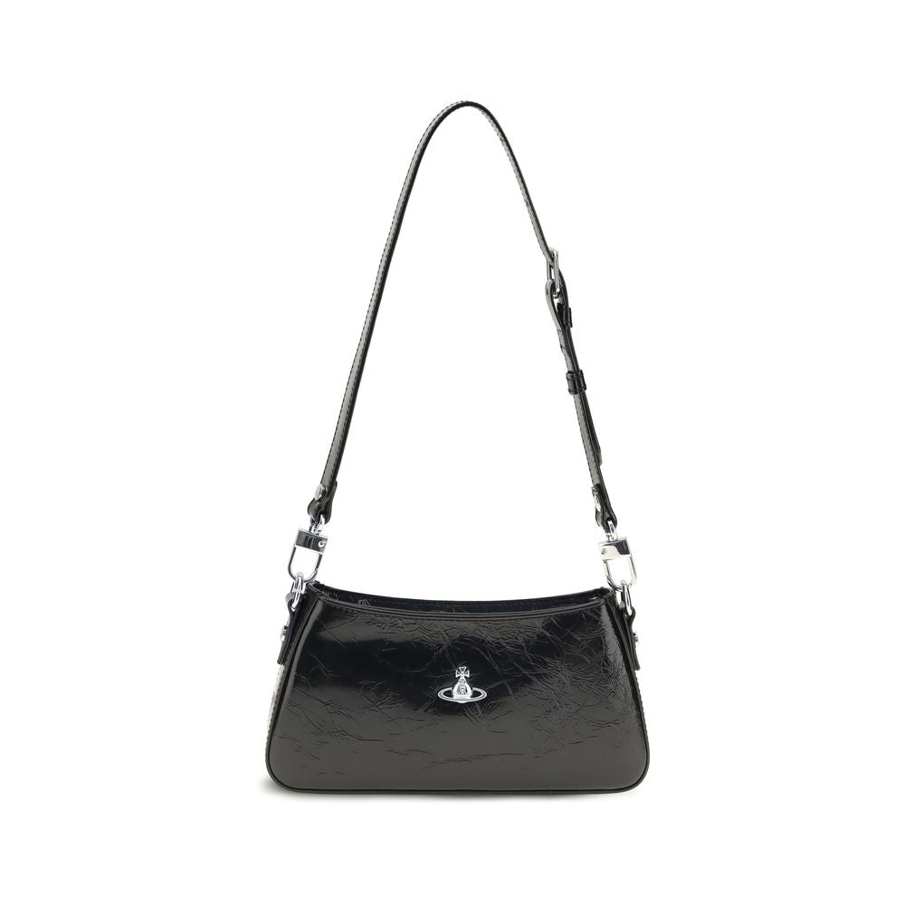 Vivienne Westwood Schultertasche aus schwarzem Kalbsleder Bos Taurus