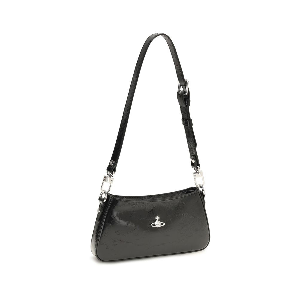 Vivienne Westwood Schultertasche aus schwarzem Kalbsleder Bos Taurus