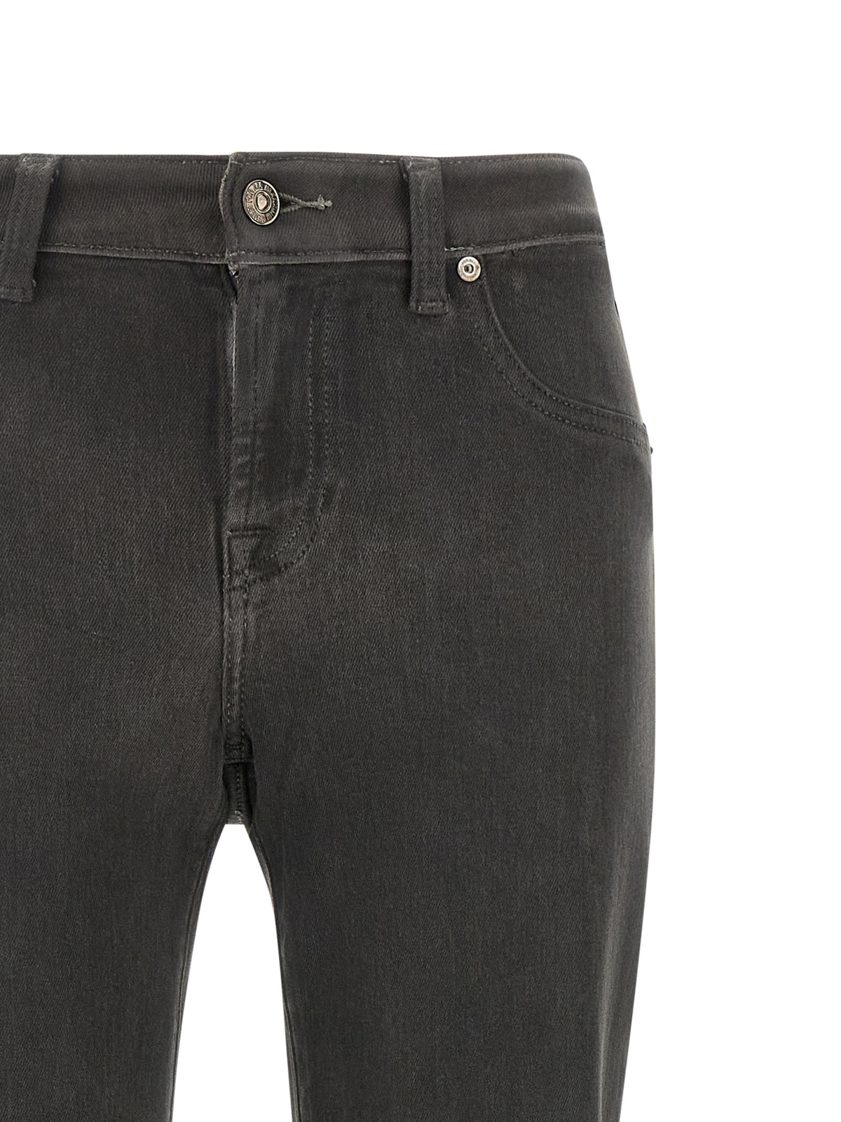 7 For All Mankind Graue Baumwoll-Jeans mit geradem Bein