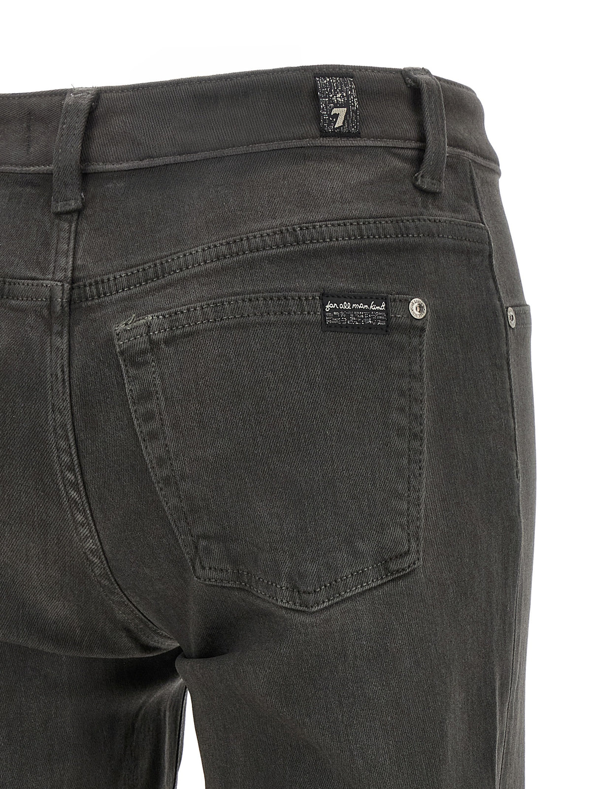 7 For All Mankind Graue Baumwoll-Jeans mit geradem Bein