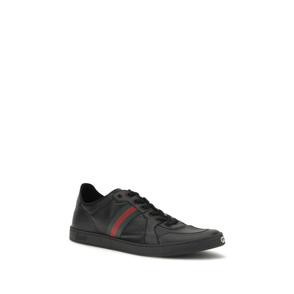 Gucci Schwarze Kalbsleder Bos Taurus Low-Top-Sneaker