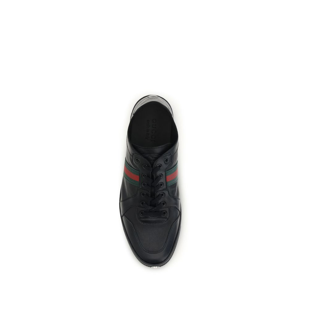 Gucci Schwarze Kalbsleder Bos Taurus Low-Top-Sneaker