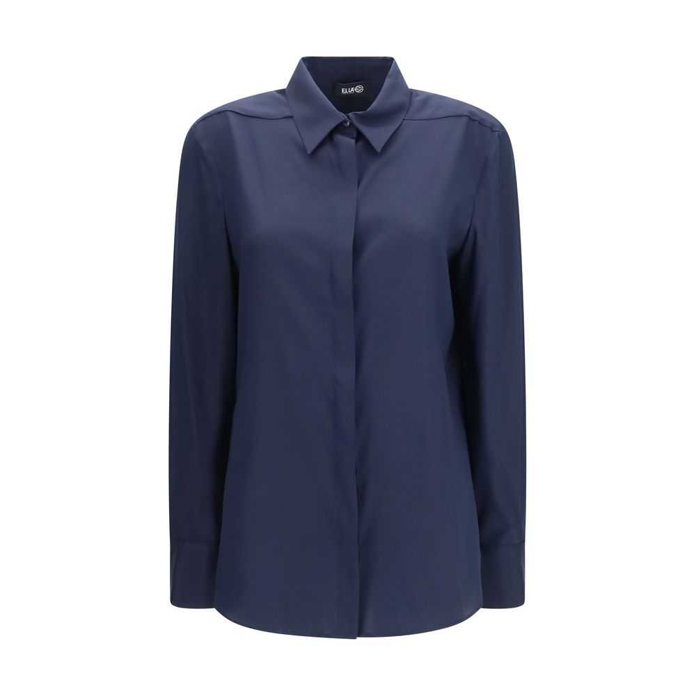 Ella Blaue Seidenhemdbluse